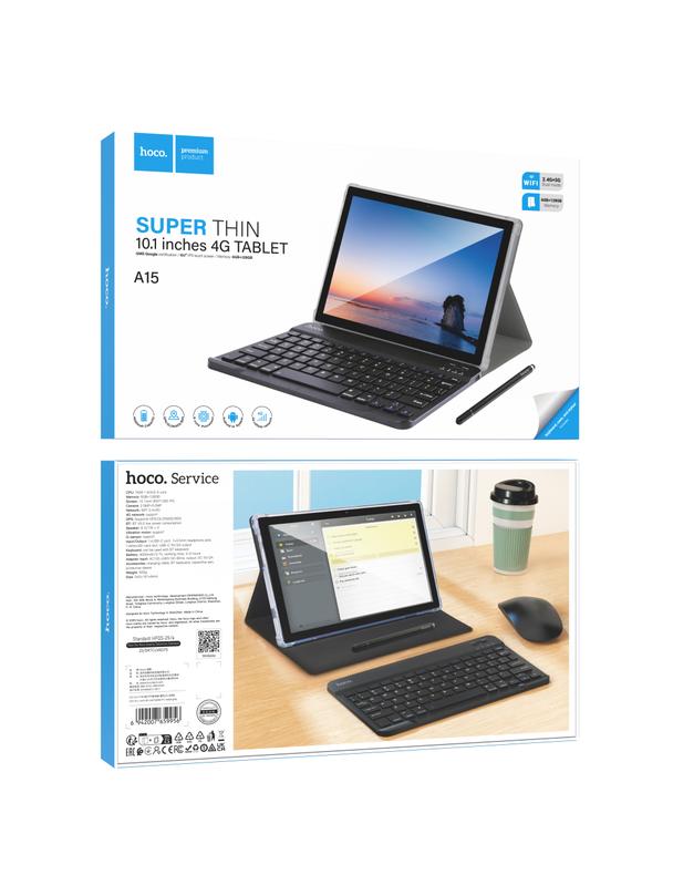 Tablet 10.1" 6GB/128GB Hoco HD Wi-Fi/4G/BT 5.0 Android 14 A15 szary