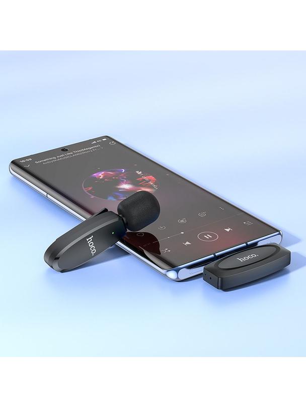 Mikrofon krawatowy bezprzewodowy USB C Hoco L15 czarny
