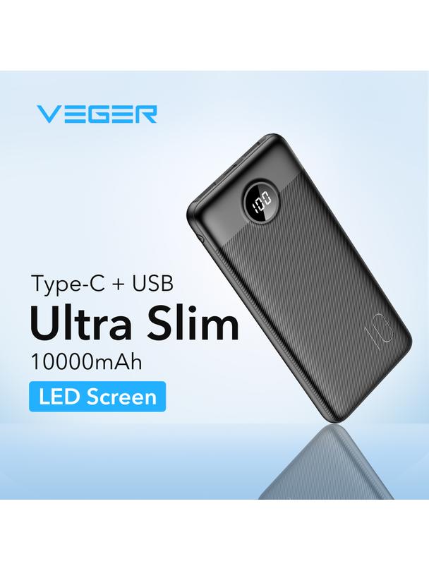 Powerbank Veger L10S (W1105PD) PD QC3.0 2A 20W 10000 mAh czarny 0INT