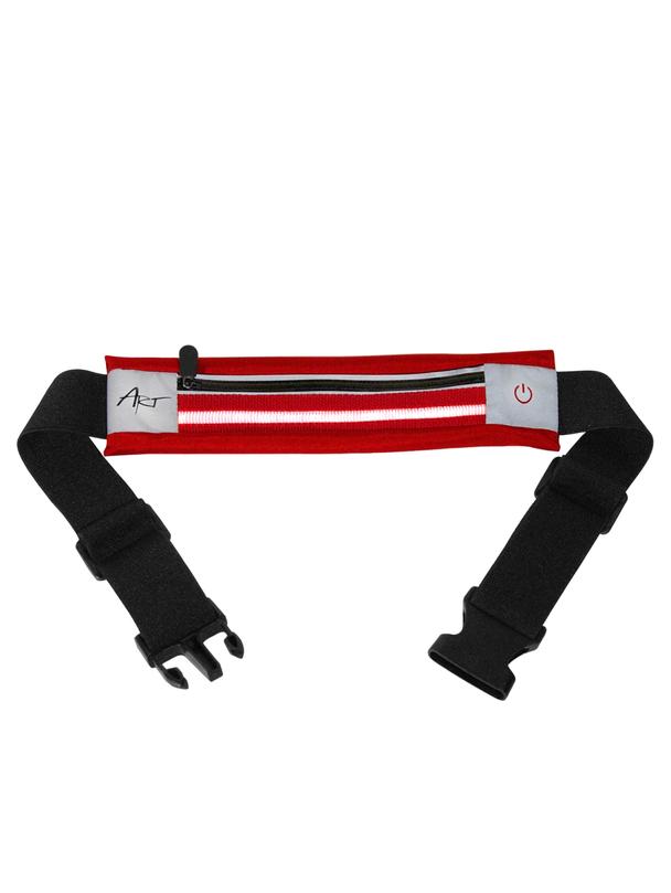 ART pas sportowy z kieszenią podświetlany APS-01R czerwony