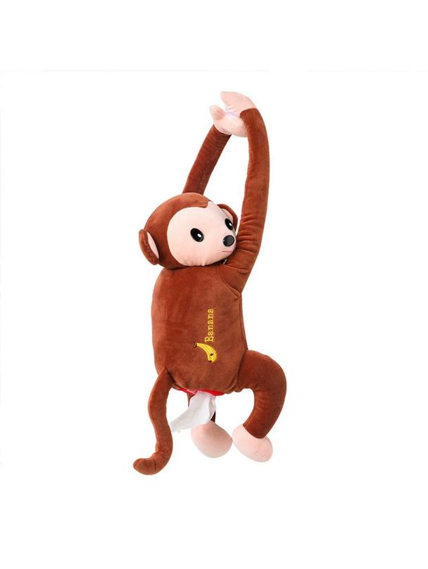 Pojemnik na chusteczki w kształcie małpy zawieszany brązowy