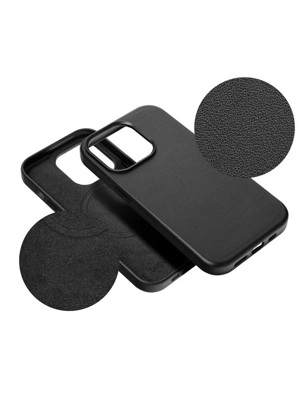 Futerał do iPhone 15 PLUS Leather Mag Cover zgodny z MagSafe czarny