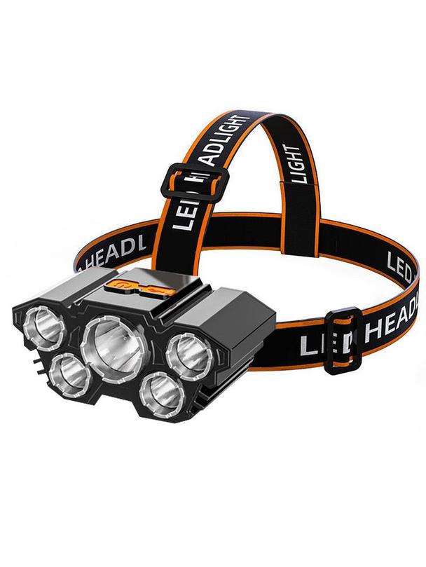 Latarka czołowa LED 5 diod IPX4 czarna