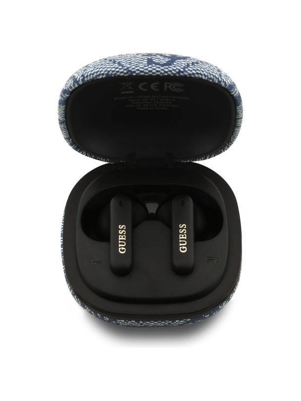 Słuchawki bezprzewodowe douszne Guess TWS ENC 4G Classic Metal Logo niebieskie