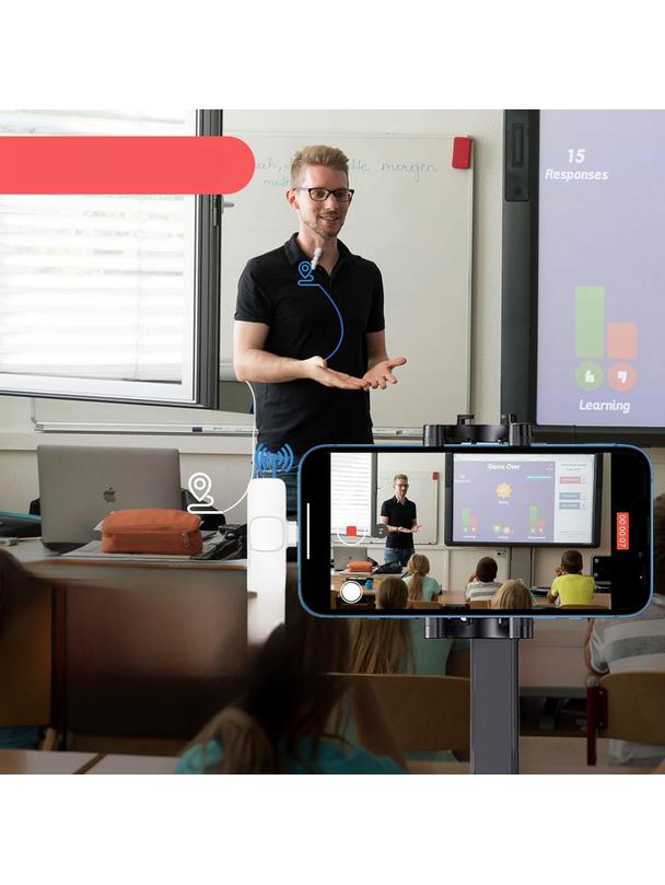 Mikrofon krawatowy bezprzewodowy Lightning podwójny z długim włosiem (2 w zestawie) K1 biały