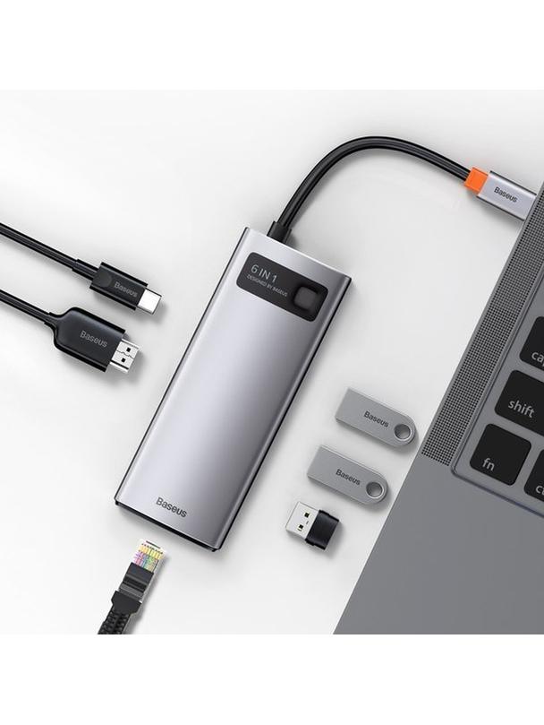 BASEUS adapter HUB 6w1 Typ C CAHUB-CW0G szary