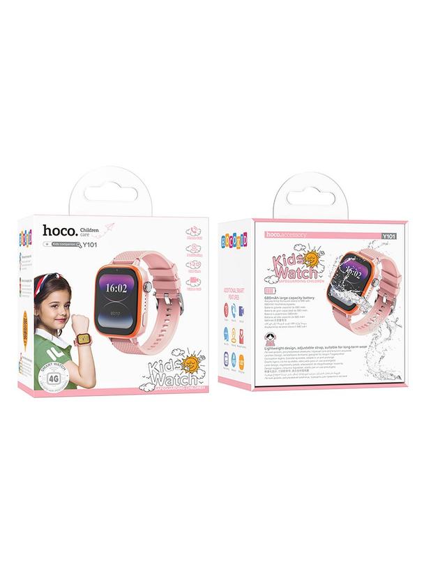 Smartwatch dla dzieci Hoco 1,83" 4G GPS z funkcją rozmowy Y101 różowy