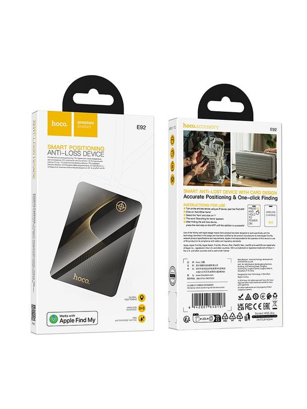 Lokalizator zgodny z Apple Find My Hoco w formie karty E92 czarny
