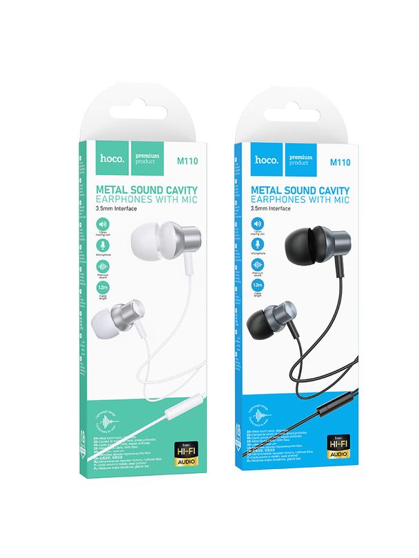 Słuchawki przewodowe douszne Jack 3,5 mm Hoco M110 szare