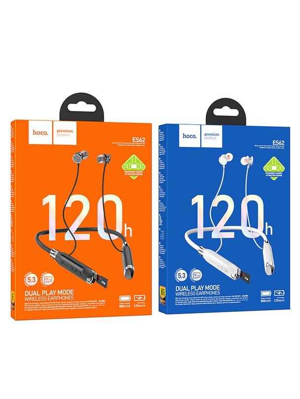 Słuchawki bezprzewodowe douszne Hoco na szyję ES62 szare