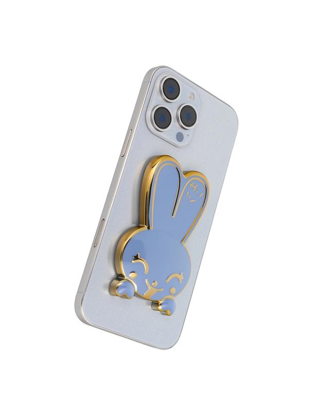 Stojak na telefon KRÓLICZEK - naklejany - niebieski