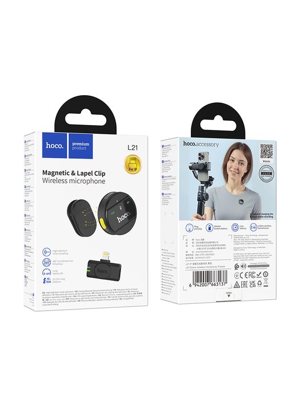 Mikrofon bezprzewodowy Lightning Hoco L21 czarny