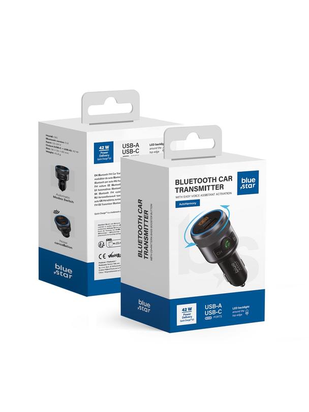 Transmiter samochodowy bluetooth Blue Star AutoHarmony QC3.0 PD 42W C81 szary