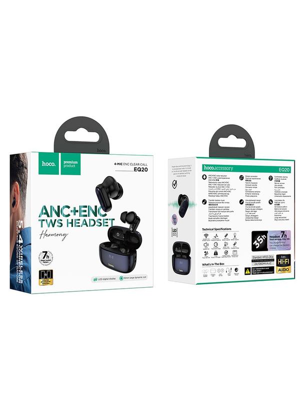 Słuchawki bezprzewodowe douszne Hoco TWS ANC + ENC EQ20 czarne