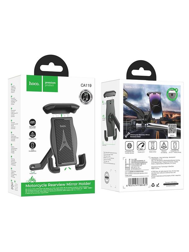 Uchwyt na telefon do motocykla Hoco na lusterko CA119 czarny