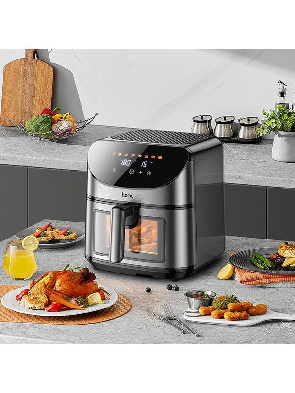 Frytkownica beztłuszczowa Air Fryer Hoco z ekranem dotykowym i okienkiem 8L 1700W HE21 czarna