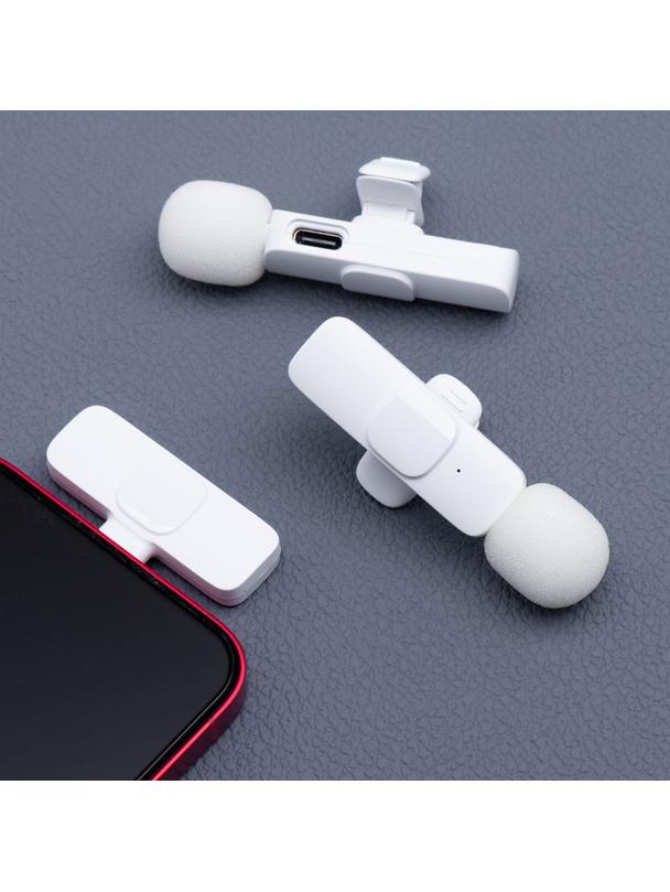 Mikrofon krawatowy bezprzewodowy Typ C podwójny (2 w zestawie) K1 biały