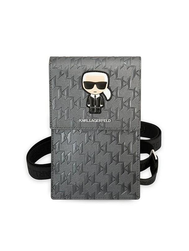 KARL LAGERFELD torebka uniwersalna na telefon KLWBSAMIPG (Monogram Ikonik Path) srebrny