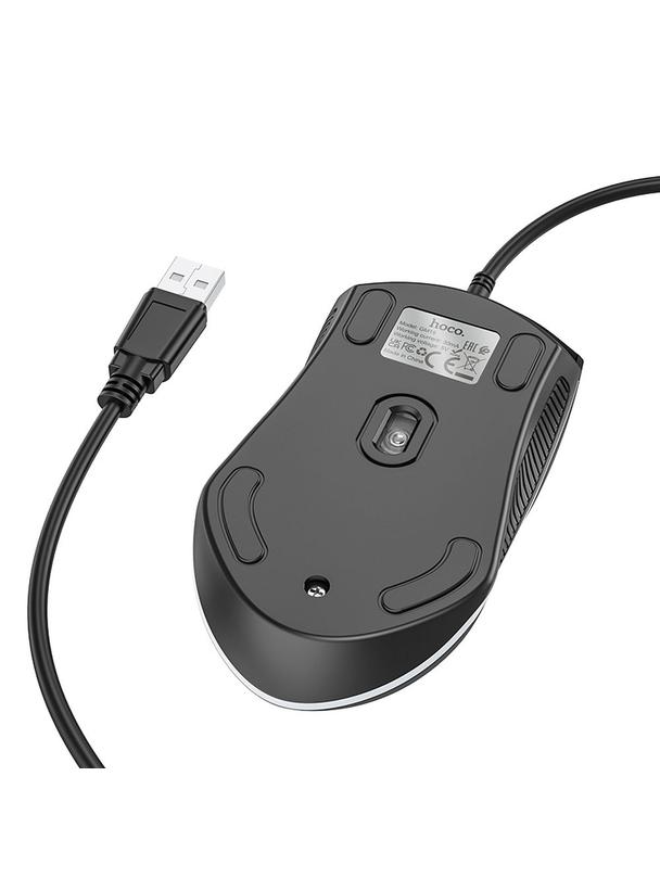 Myszka przewodowa Hoco USB A 1000 dpi z podświetleniem GM19 czarna