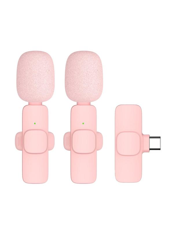 Mikrofon krawatowy bezprzewodowy Typ C podwójny (2 w zestawie) K1 różowy