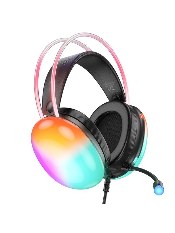 Słuchawki przewodowe nauszne gamingowe USB A Hoco 2 m W109 PLUS czarne