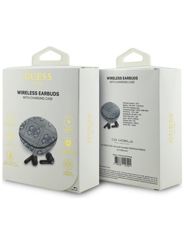 Słuchawki bezprzewodowe douszne Guess TWS ENC 4G Classic Metal Logo niebieskie
