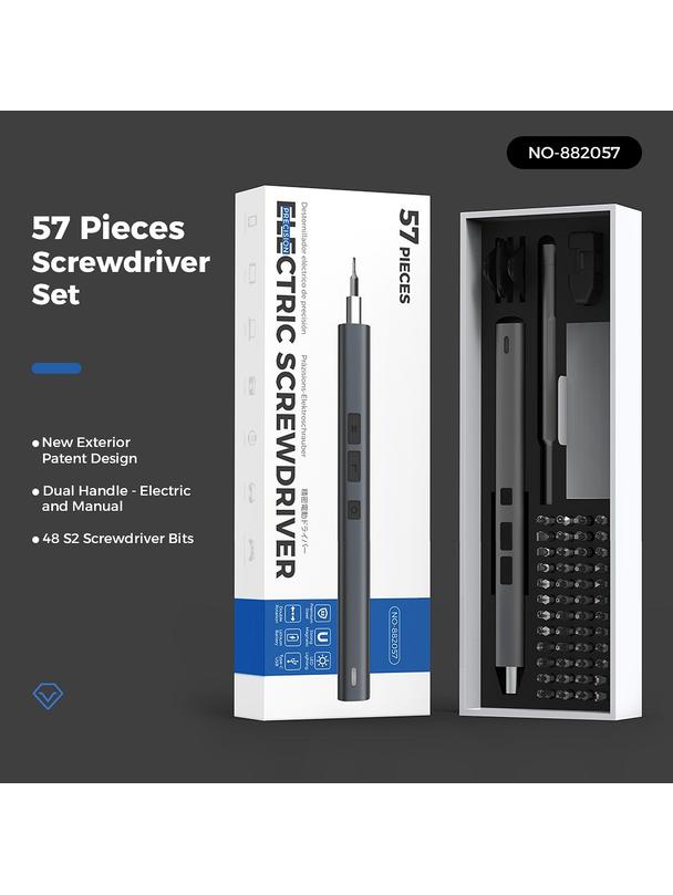 UF-TOOLS - Wkrętak elektryczny z wymiennymi bitami, magnetyzerem i wkrętakiem ręcznym 57w1