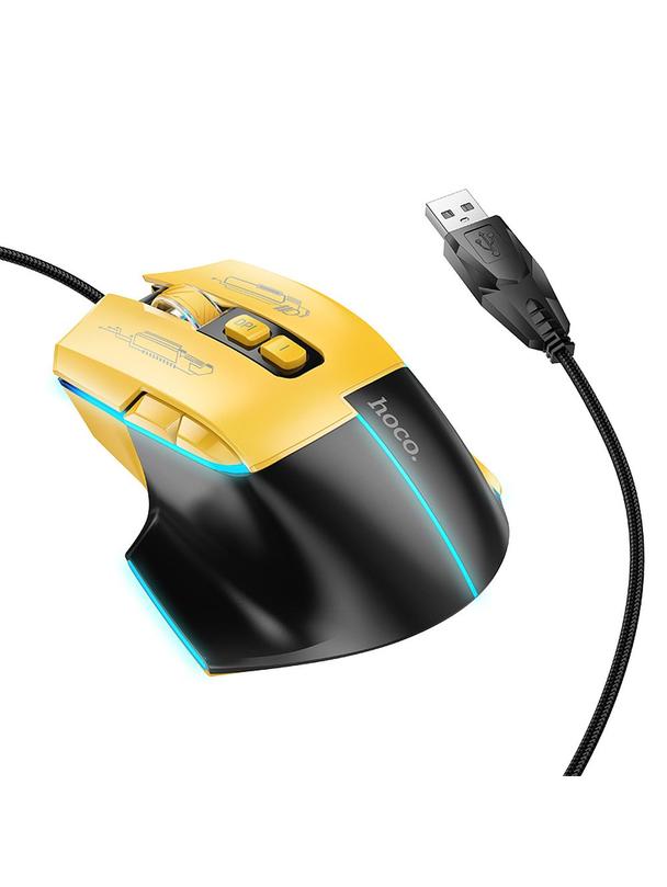 Myszka przewodowa gamingowa Hoco USB A 3600 dpi GM31 czarno żółta