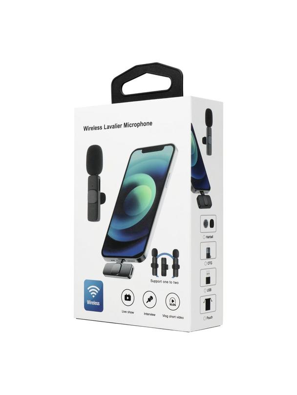 Mikrofon krawatowy bezprzewodowy Lightning podwójny (2 w zestawie) K1 różowy