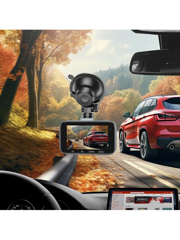 Kamera samochodowa Hoco z wyświetlaczem 3" 1080P/30fps + kamera tylna 720P/25fps DV6  stalowo szara