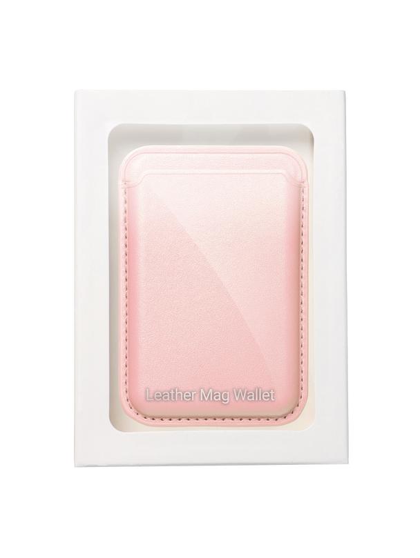 Portfel magnetyczny na karty LEATHER MAG WALLET kompatybilny z MagSafe  jasny różowy