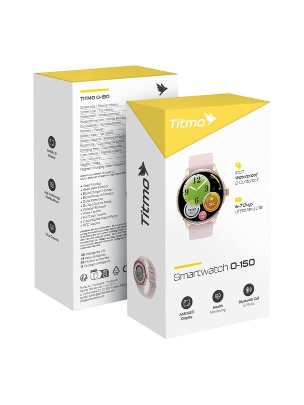 Smartwatch TITMO O-150 (AMOLED, bluetooth call) różowy 0INT
