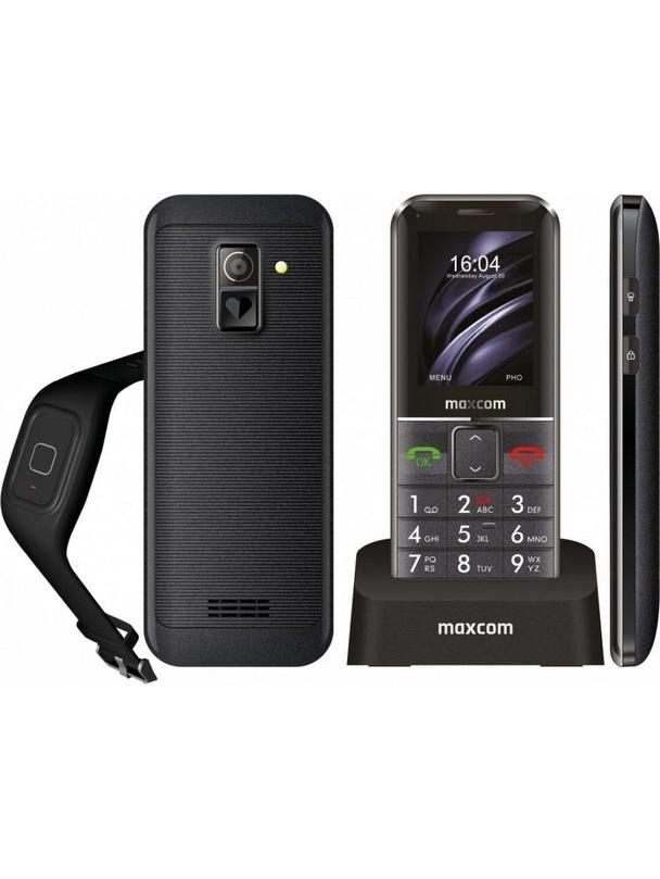 MAXCOM telefon dla seniora + opaska SOS MM735 czarny