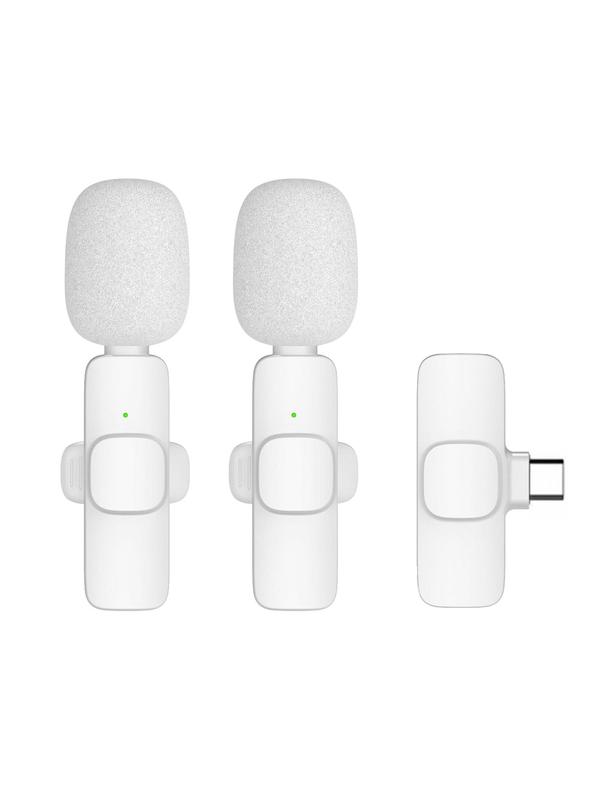 Mikrofon krawatowy bezprzewodowy Typ C podwójny (2 w zestawie) K1 biały