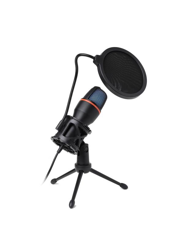 Mikrofon pojemnościowy Art z membraną stojący podświetlany tripod AC-02 czarny