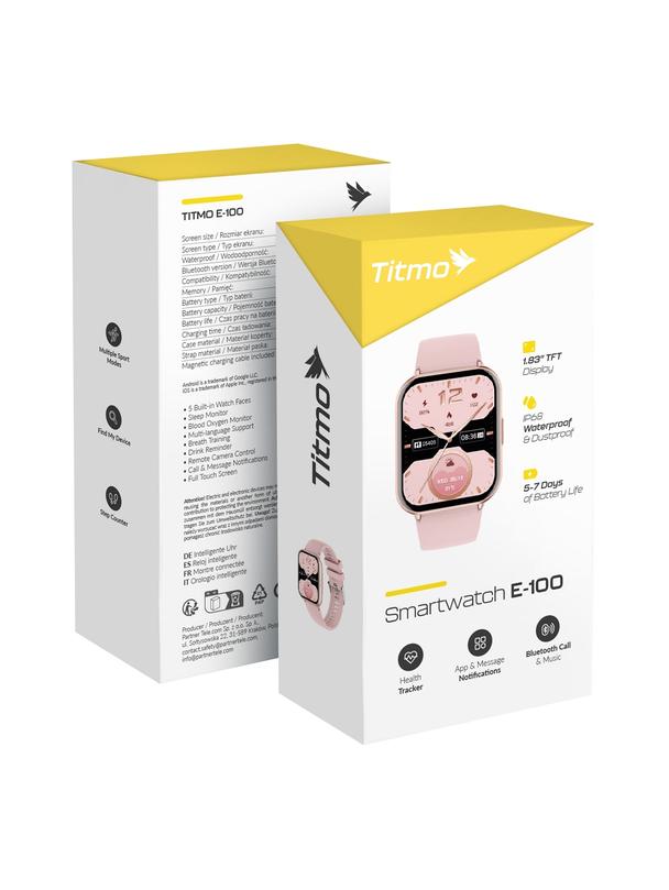 Smartwatch TITMO E-100 (TFT, bluetooth call) różowy 0INT
