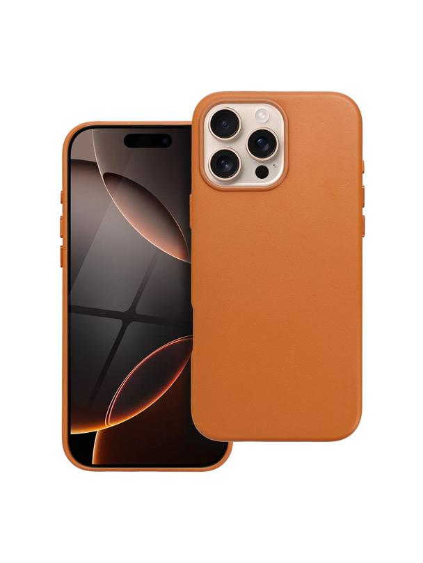 Futerał LEATHER MAG COVER kompatybilny z MagSafe do IPHONE 16 Pro Max pomarańczowy