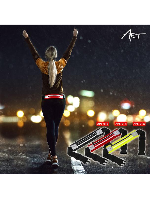 ART pas sportowy z kieszenią podświetlany APS-01G zielony