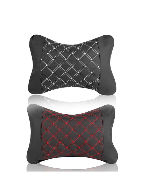 Poduszka na zagłówek do samochodu z przeszyciem czarno biała