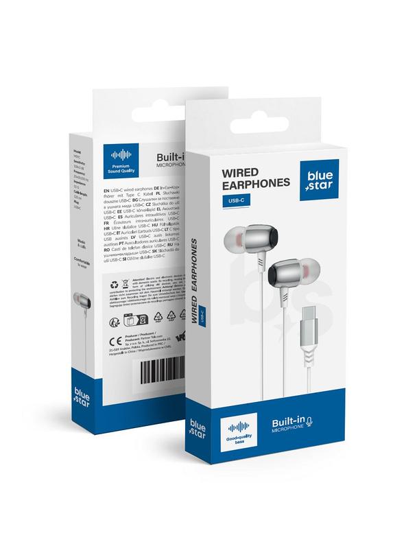 Słuchawki przewodowe douszne USB C (DAC) Blue Star M09C 1,2 m białe