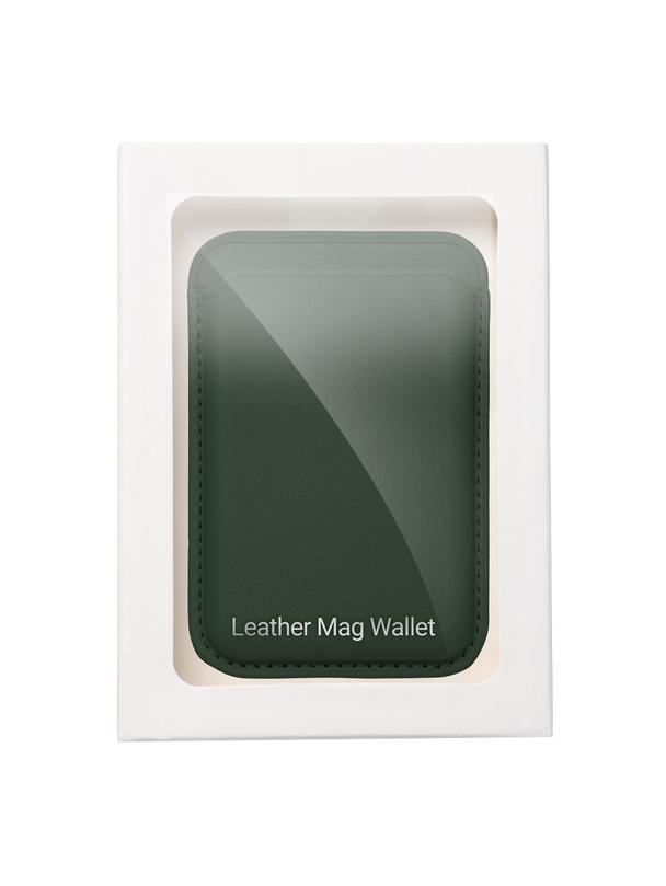 Portfel magnetyczny na karty LEATHER MAG WALLET kompatybilny z MagSafe  ciemny zielony