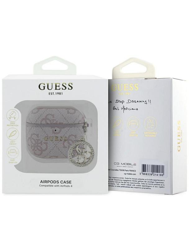 GUESS futerał do APPLE AirPods 4 GUA4P4E4CDP (PU 4G W/ Strass Charm) różowy