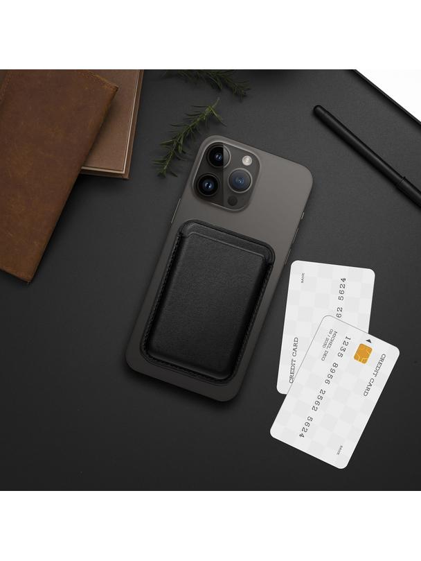 Portfel magnetyczny na karty LEATHER MAG WALLET kompatybilny z MagSafe  czarny