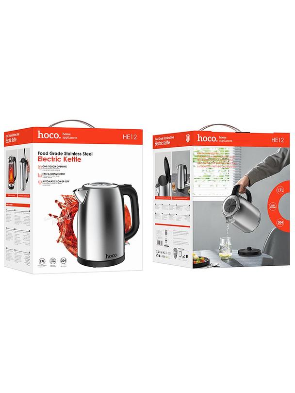 Czajnik elektryczny Hoco ze stali nierdzewnej 1,7L HE12 stalowy