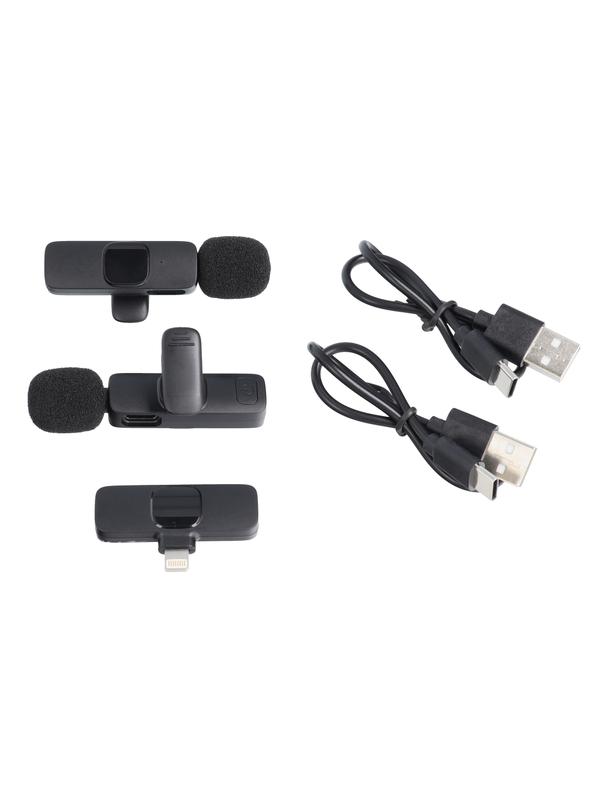 Mikrofon krawatowy bezprzewodowy Lightning podwójny (2 w zestawie) K1 czarny