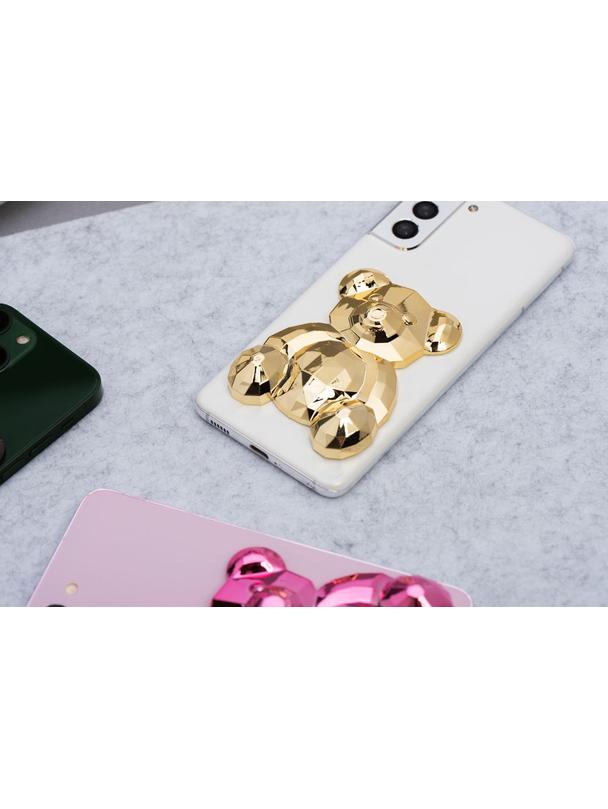 Stojak na telefon MIŚ - naklejany - złoty