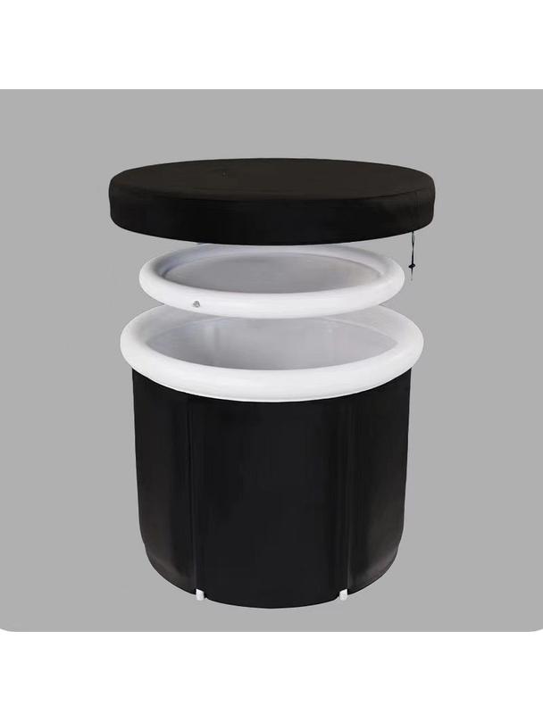 Składana przenośna dmuchana wanna balia do kąpieli morsowania 75 x 75 cm czarna