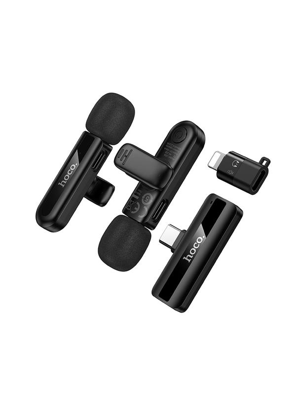 Mikrofon bezprzewodowy podwójny Lightning / USB C Hoco L20A czarny