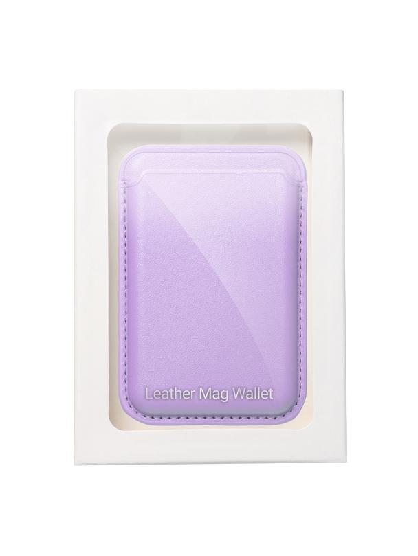 Portfel magnetyczny na karty LEATHER MAG WALLET kompatybilny z MagSafe  liliowy