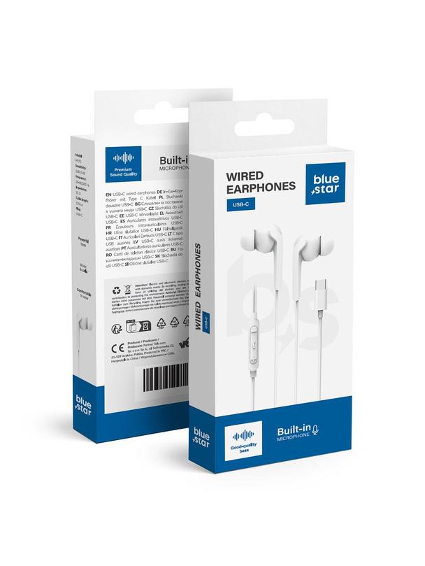 Słuchawki przewodowe douszne USB C (DAC) Blue Star M15C 1,2 m białe